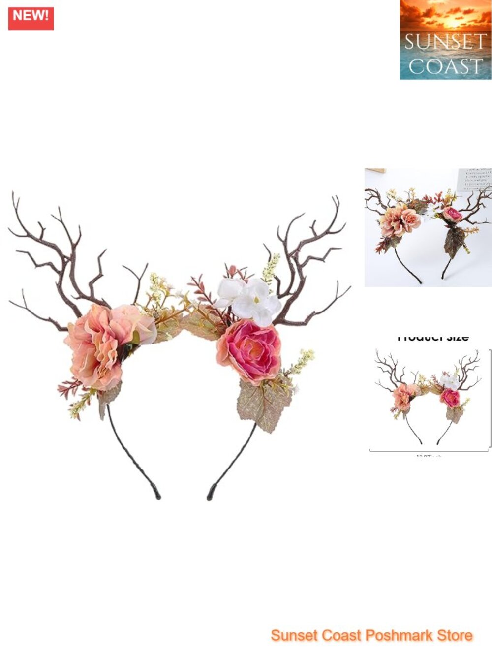 Deer Antler Flower Crown Headband Woodland Fairy Cosplay Accessory